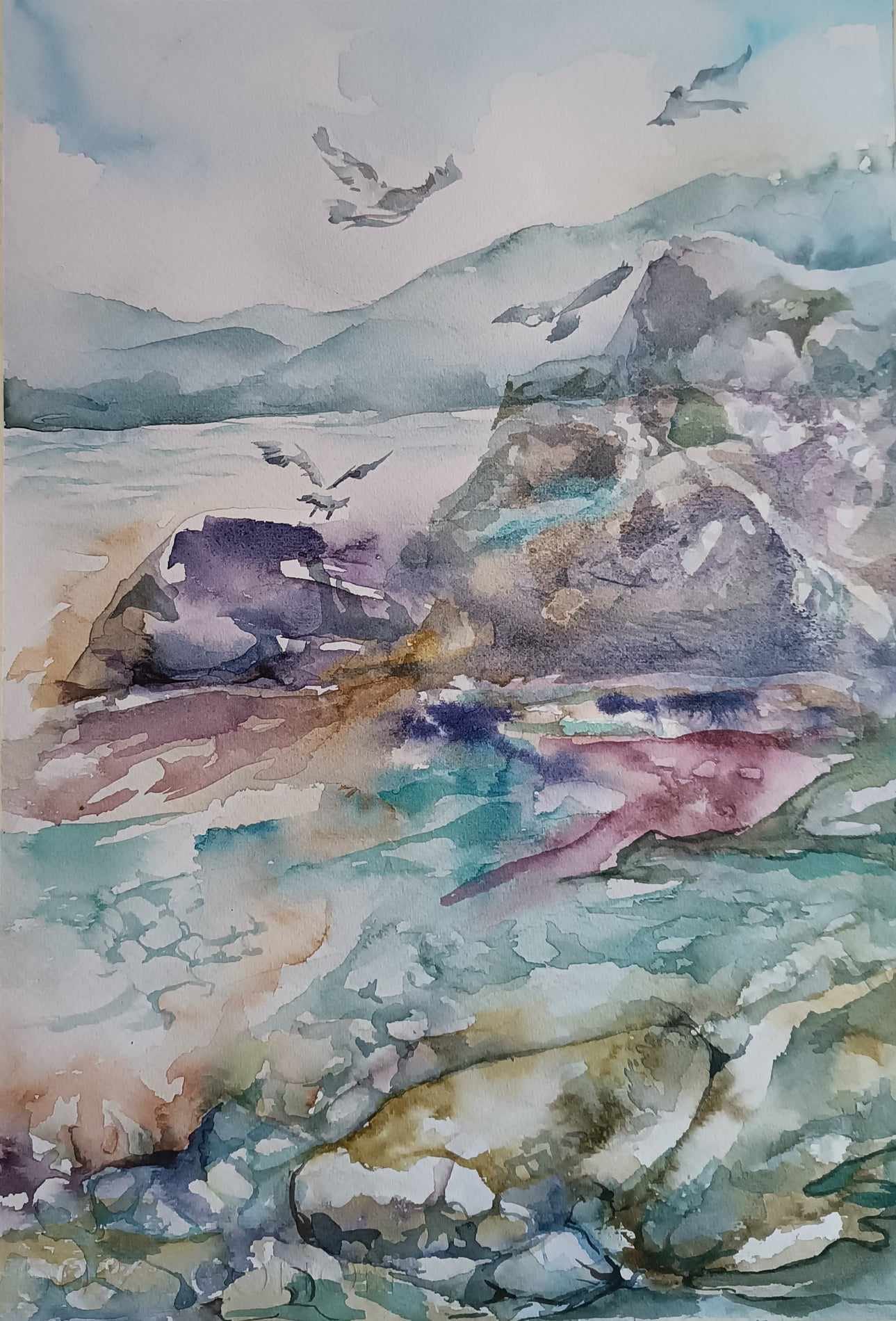 Birds Island - 40/30 , aquarelle , painting