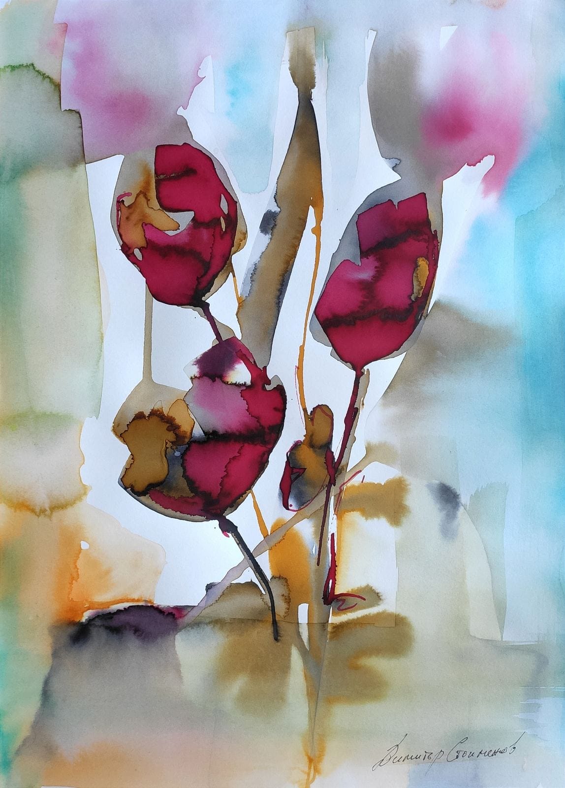 Poppies -inspired by the legend of Morpheus and Demeter 50/40 cm , frame with passe partout