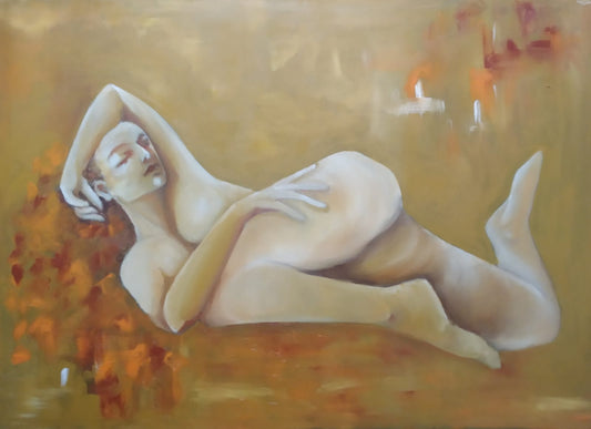 The girl from the lake of fire 50/70 cm ,oil