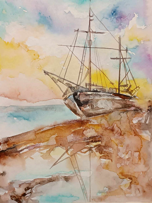 The old ship - 40/30 , aquarelle, painting